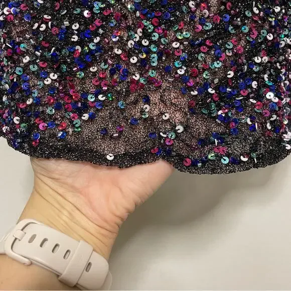 Parker Anna Short Sleeved Sequined Crewneck Multicolor Blouse - Picture 9 of 13